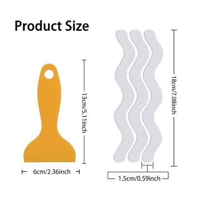 24 Pcs Clear Wave-Shaped Non-Slip Bathtub Stickers with Scraper - Removable Shower Treads for Kids & Seniors