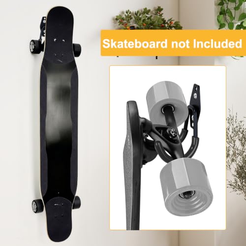 Eichzer Heavy Duty Skateboard Wall Mount Hooks 2 Pack - Black / 2