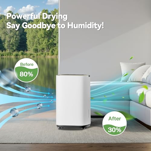 50 Pint Dehumidifier for Basement & Home - 5000 Sq.Ft, Drain Hose, 3 Modes