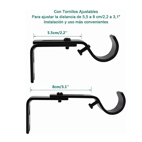 Adjustable Curtain Rod Brackets Set of 3 Black Iron Window Support