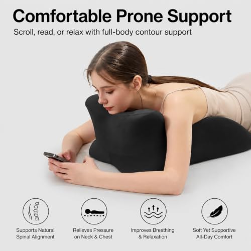 Black Wedge Pillow for Couples, Memory Foam Support for Bed & Lounge