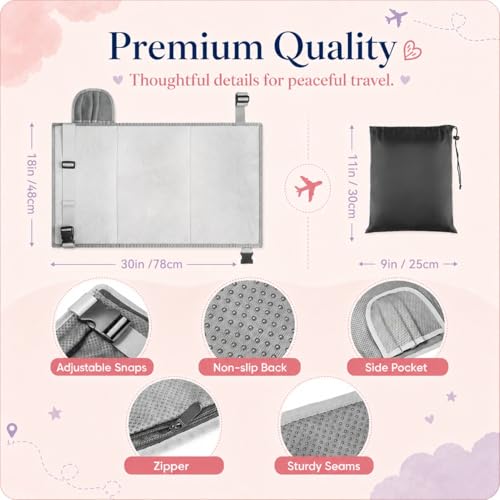 Toddler Airplane Bed Grey Portable Seat Extender for Kids Travel Comfort