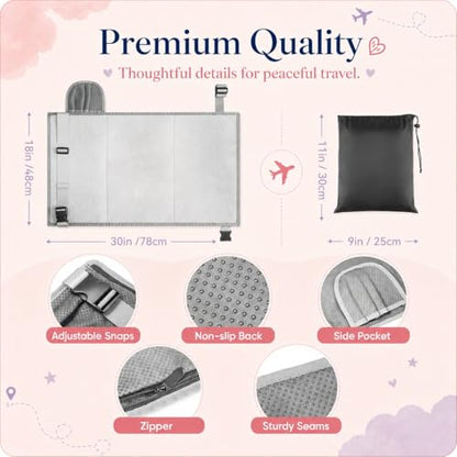 Toddler Airplane Bed Grey Portable Seat Extender for Kids Travel Comfort