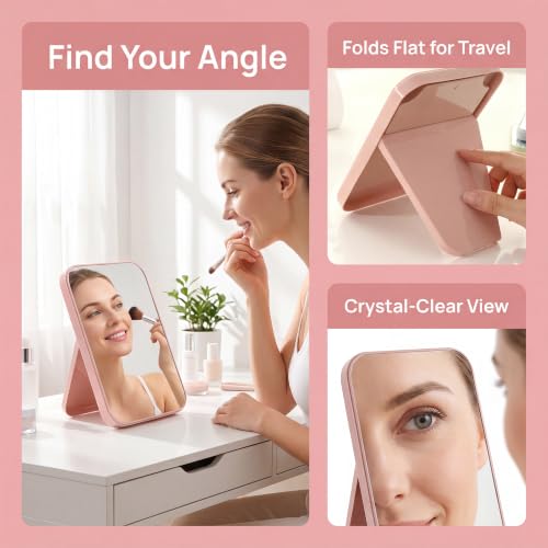 8.5 Inch Portable Folding Makeup Mirror with Adjustable Stand - Vanity & Travel