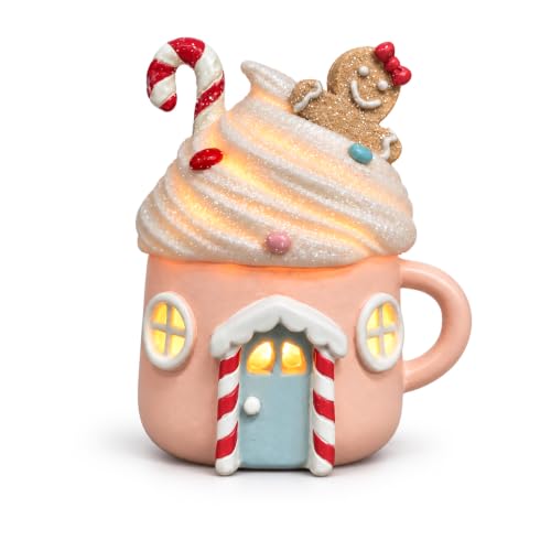 Lighted Gingerbread Cake House Christmas Decor - Resin Tabletop Display
