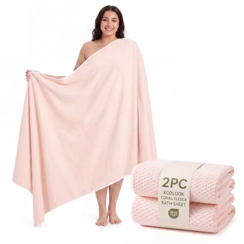 Microfiber Bath Sheet 35x70in Pink - Quick Dry & Soft Spa Towel - Pink02