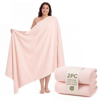 Microfiber Bath Sheet 35x70in Pink - Quick Dry & Soft Spa Towel - Pink02