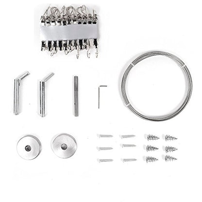 196-Inch Stainless Steel Curtain Wire Rod Set with 24 Clips - 2 Pack, Chrome Finish