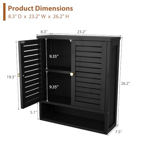Garvee Bathroom Wall Cabinet with Storage - 23.3" W Black Variation