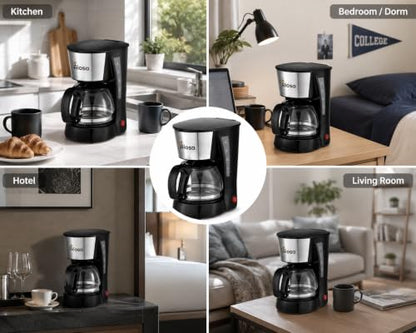 4 Cup Mini Drip Coffee Maker with Reusable Filter & Keep Warm Function - Anti-Drip