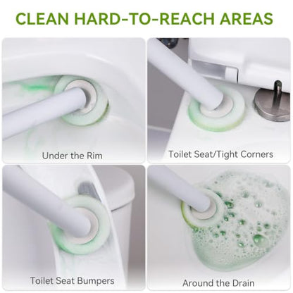 Disposable Toilet Brush Holder with 24 Pre-Loaded Refills - Space-Saving Wall Mount