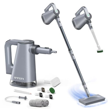 FEPPO Gray Steam Mop & Detachable Handheld Steam Cleaner for Home & Floor Cleaning