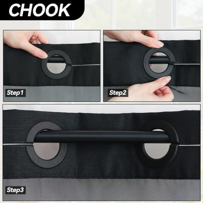 No Hook Black Slub Shower Curtain with Snap-In Liner 72x75 Pack of 1