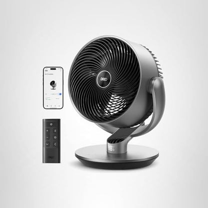 Dreo 16 Inch 25dB Quiet Smart Fans for Bedroom, DC Room Fan with Remote, 120°+120° Oscillating Fan, 6 Modes, 9 Speeds, 12H Timer,Works Alexa/Google/WiFi/Voice Control, Silver, Oversize (DR-HAF004S)