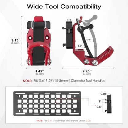 Red Quick Release Shovel Mount for Molle Panel – Tool-Free Installation, Heavy-Duty Outdoor Gear Organizer