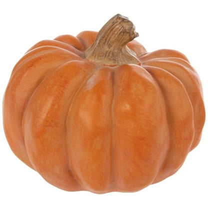 Decorative Short Orange Resin Pumpkin for Fall & Thanksgiving, 5.25 inches