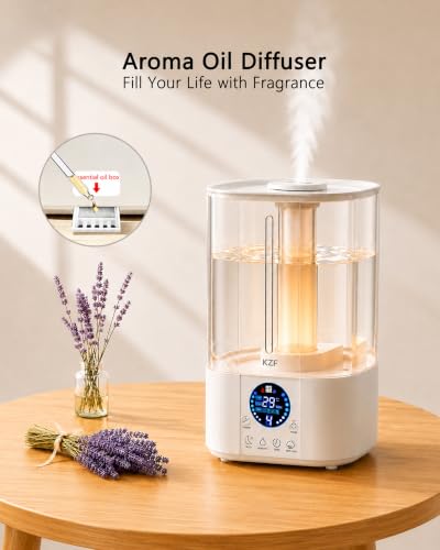 4L Cool Mist Humidifier for Large Rooms - Top Fill, Sleep Mode, Oil Diffuser, Quiet 28dB, LED Display