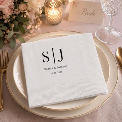 Personalized Wedding Cocktail Napkins - Color03 Custom Name & Pet Photo