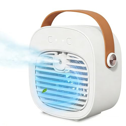 White 6000mAh Rechargeable Mini Portable Air Conditioner for Car & Home