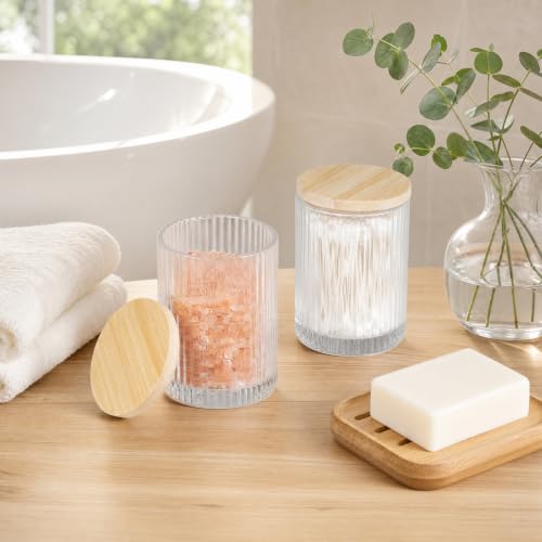Glass Apothecary Jar with Natural Bamboo Lid - 2 Pack