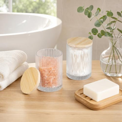 Glass Apothecary Jar with Natural Bamboo Lid - 2 Pack