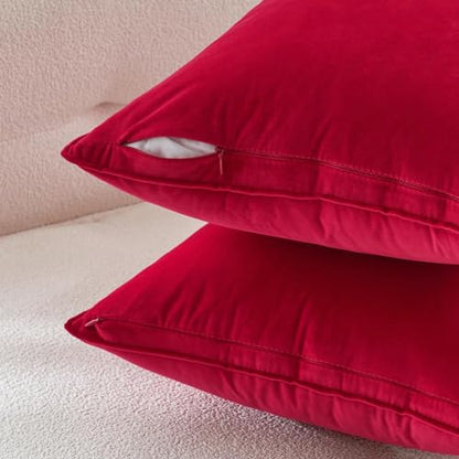 MIULEE Christmas Red Velvet Euro Sham Pillow Covers 26x26 Inches Pack of 2