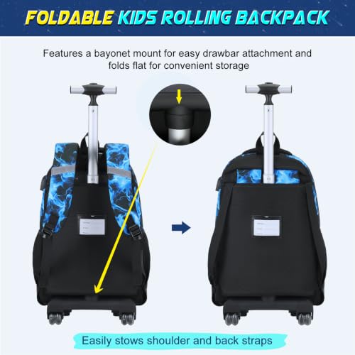 Kids Rolling Backpack Set with Lunch Bag & Pencil Case - Gamer Design, Durable & Water-Resistant, School & Travel Use