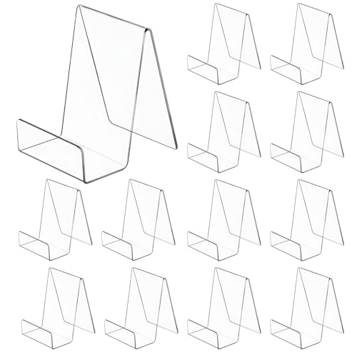 12 Pack Acrylic Book Display Stands - Clear Supports for Books, Photos, and Art