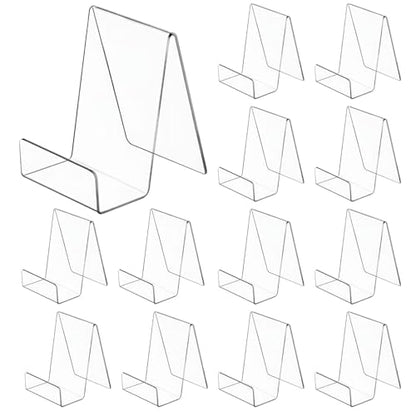 12 Pack Acrylic Book Display Stands - Clear Supports for Books, Photos, and Art
