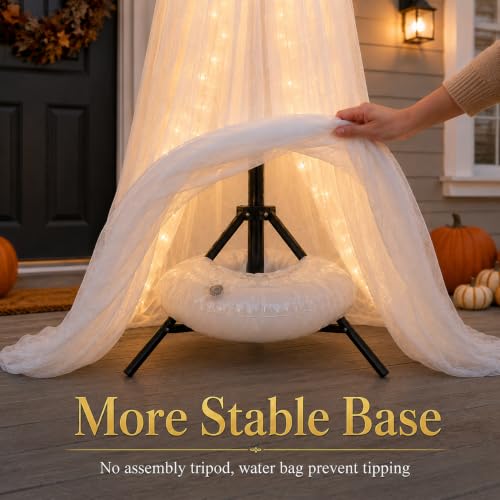 Halloween Outdoor Lighted Ghost Family 3 Pack with Timer & Remote - L+M+S