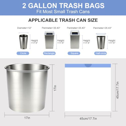 2 Gallon Small Trash Bags Unscented Drawstring - White, 120 Count