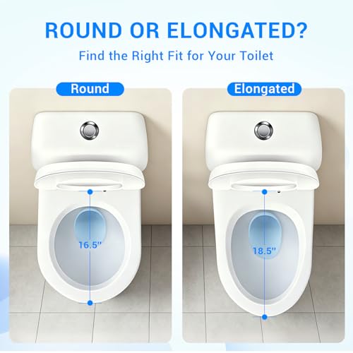 Elongated Toilet Seat 18.5 Inch Soft Close White - Quick Release & Non-Slip Bumpers