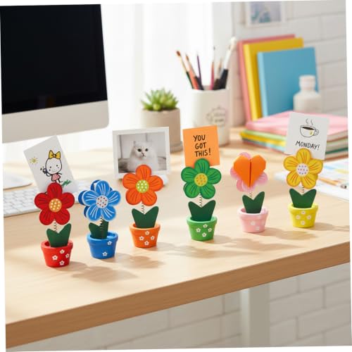 Bingo Ticket Holder Set - Wooden Flower Clip Holders for Cards Notes Photos