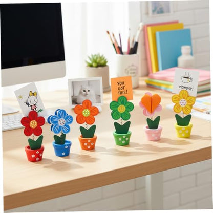 Bingo Ticket Holder Set - Wooden Flower Clip Holders for Cards Notes Photos