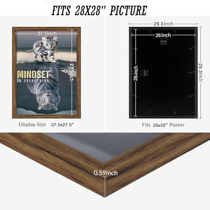 Brown 28x28 Inch Rustic Picture Frame - Large Wall Gallery Photo Frame