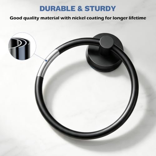 SetSail Suction Cup Towel Holder - Matte Black, Repositionable Bathroom Organizer