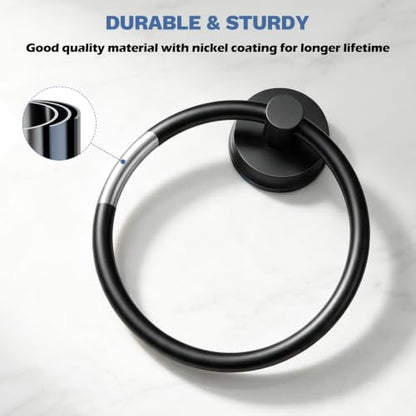 SetSail Suction Cup Towel Holder - Matte Black, Repositionable Bathroom Organizer