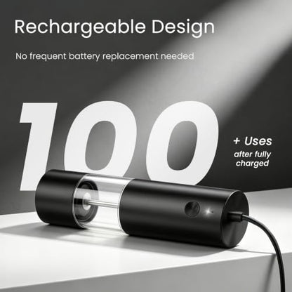 USB Rechargeable Salt & Pepper Grinder Set with Storage Base - Black 2 Pack - Variation 2