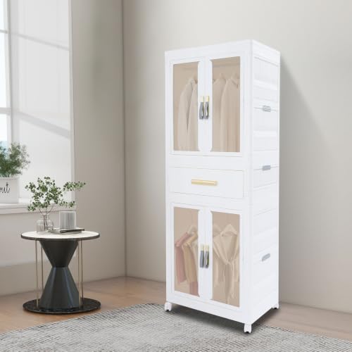 Freestanding Wardrobe with Shelves and Drawer - Non Woven Fabric Closet Organizer
