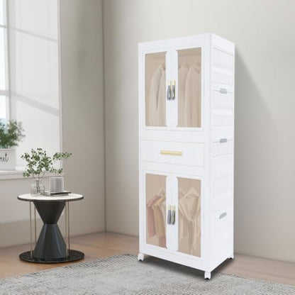 Freestanding Wardrobe with Shelves and Drawer - Non Woven Fabric Closet Organizer