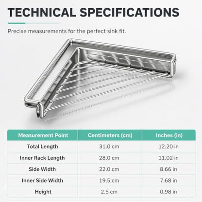 Stainless Steel Corner Sink Shelf with Triangular Wire Rack - Open Drainage, Space-Saving Kitchen Organizer - Variation 1