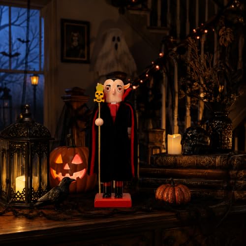 Halloween Vampire Nutcracker Decor - 10 Inch Wooden Spooky Soldier Figurine