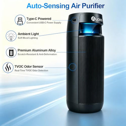Aucleia Smart Ionic Air Purifier with H13 HEPA Filter & Auto Sensor - Black