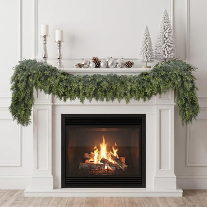 6FT Artificial Cedar Garland Christmas Decor Full Foliage Realistic Green