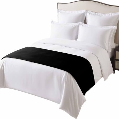 102x20 Inch Black Satin Bed Runner for Cal King Size Bed - Modern Farmhouse Decor