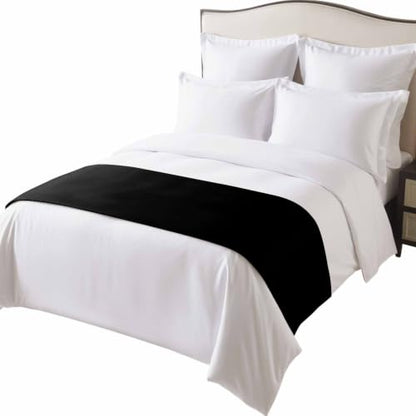 102x20 Inch Black Satin Bed Runner for Cal King Size Bed - Modern Farmhouse Decor