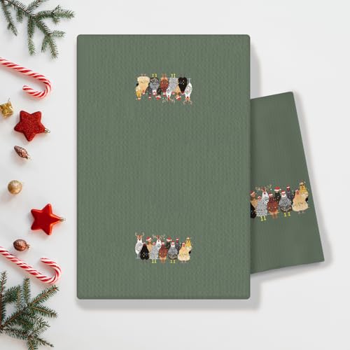 Christmas Farmhouse Chicken Kitchen Towels - Farmhouse Chicken Dish Towels, Lady Mom & Chicken Lovers Gift, 16x24 Inches - A18