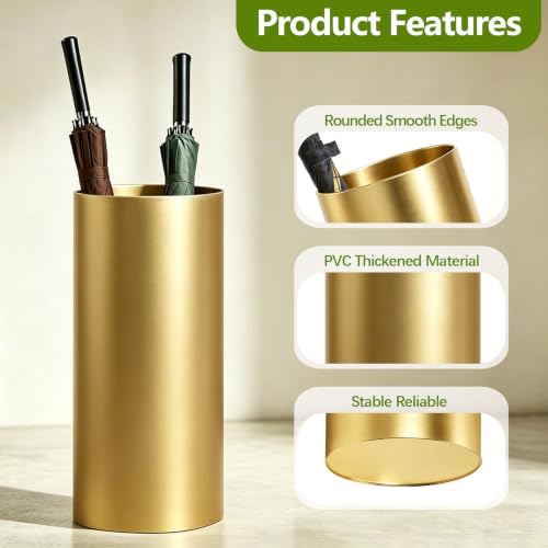 Gold Large Capacity Round Umbrella Holder - Rustproof Floor Stand for Home & Hotel
