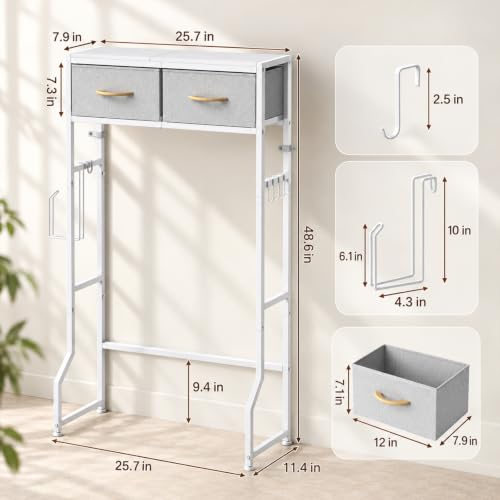 Over the Toilet Storage Shelf Short 2-Tier Bathroom Organizer White