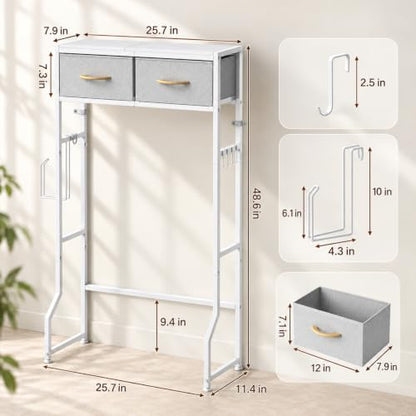 Over the Toilet Storage Shelf Short 2-Tier Bathroom Organizer White